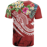 Papua New Guinea Polynesian T Shirt Summer Plumeria (Red) - Polynesian Pride