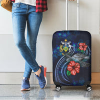 Solomon Islands Polynesian Luggage Cover - Blue Turtle Hibiscus - Polynesian Pride