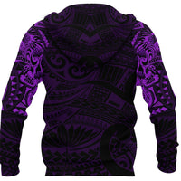 New Zealand Hoodie, Maori Tattoo Wolf Dragon Pullover Hoodie Purple - Polynesian Pride