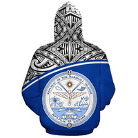Marshall Islands Polynesian Custom Hoodie Blue Curve - Polynesian Pride