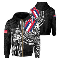 Hawaii King Flag Polynesian Hoodie (Zip up) Tity Style Unisex Black - Polynesian Pride