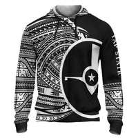 Yap Hoodie Micronesia White Patterns With Coat of Arms Unisex Black - Polynesian Pride