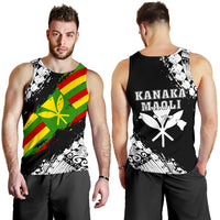 Polynesian Kanaka Flag Men's Tank Top - Nora Style - White Black - Polynesian Pride