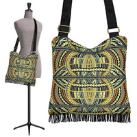 Polynesian Tribal Crossbody Boho Handbag Yellow Crossbody Boho Handbag One Size Black - Polynesian Pride