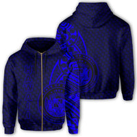 Hawaii Polynesian Zipper Hoodie Blue Emboss Style Unisex Blue - Polynesian Pride