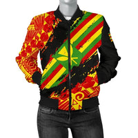 Kanaka Flag Polynesian Women's Bomber Jacket - Nora Style White - Polynesian Pride