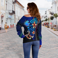 Marshall Islands Women's Off Shoulder Sweater - Vintage Tribal Mountain - Polynesian Pride