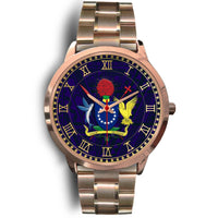 Cook Islands Coat Of Arms Rose Gold Watch Rose Gold Metal Link Gold - Polynesian Pride
