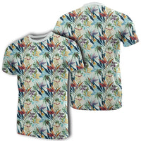 Hawaii Seamless Tropical Flower Plant and Leaf T Shirt Unisex White - Polynesian Pride