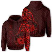 Hawaii Polynesian Hoodie Red Emboss Style Unisex Red - Polynesian Pride