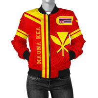 Kanaka Polynesian Mauna Kea Women's Bomber Jacket - Morale Style Red - Polynesian Pride