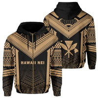 Hawaii Kanaka Polynesian Zip up Hoodie Active Gold Unisex Gold - Polynesian Pride
