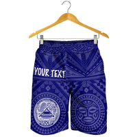 American Samoa Personalised Men's Short - Seal In Polynesian Tattoo Style ( Blue) - Polynesian Pride