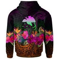 Papua New Guinea Custom Zip up Hoodie Summer Hibiscus - Polynesian Pride