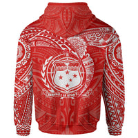 Samoa Polynesian Hoodie Red White Heart Shield - Polynesian Pride