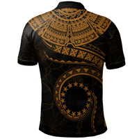 Cook Islands Polynesian Polo Shirt Kuki Airani Waves (Golden) - Polynesian Pride