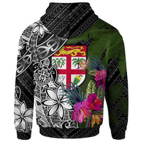 Fiji Zip up Hoodie Turtle Plumeria Banana Leaf - Polynesian Pride