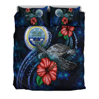 Federated States Of Micronesia Bedding Set - Blue Turtle Hibiscus - Polynesian Pride