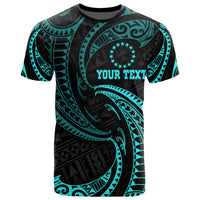 Cook Islands Polynesian Custom T Shirt Neon Blue Tribal Wave Unisex Neon Blue - Polynesian Pride