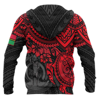 Vanuatu Polynesian Zip up Hoodie Red Turtle - Polynesian Pride