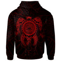 American Samoa Polynesian Custom Hoodie Vintage Polynesian Turtle (RED) - Polynesian Pride