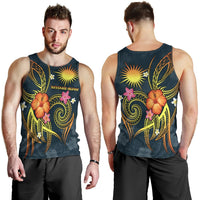 Marshall Islands Polynesian Men's Tank Top - Legend of Marshall Islands (Blue) - Polynesian Pride