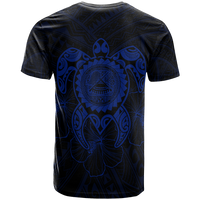 American Samoa Polynesian T Shirt Vintage Polynesian Turtle (Blue) - Polynesian Pride