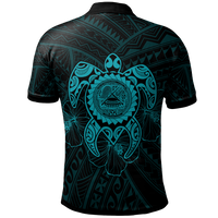 American Samoa Polynesian Custom Polo Shirt Vintage Polynesian Turtle (Turquoise) - Polynesian Pride