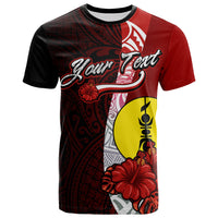 New Caledonia Polynesian Custom T Shirt Coat Of Arm With Hibiscus Unisex Red - Polynesian Pride