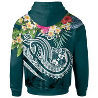Tonga Polynesian Zip up Hoodie Summer Plumeria (Turquoise) - Polynesian Pride