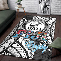 Fiji Rugby Bati Tapa Pattern Area Rug - LT2 BLACK - Polynesian Pride