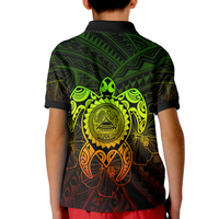 American Samoa Polynesian Polo Shirt Vintage Polynesian Turtle (Reggae) - Polynesian Pride