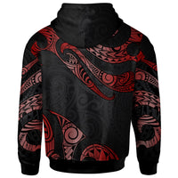 New Caledonia Polynesian Zip Hoodie Polynesian Tattoo Red Version - Polynesian Pride
