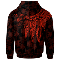 Fiji Zip up Hoodie Polynesian Wings (Red) - Polynesian Pride