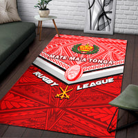 Tonga Rugby Mate Ma'a Tonga Tapa Pattern Area Rug - LT2 RED - Polynesian Pride