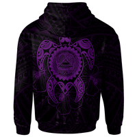 American Samoa Polynesian Zip up Hoodie Vintage Polynesian Turtle (Purple) - Polynesian Pride