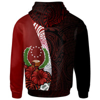 Pohnpei Micronesia Zip up Hoodie Coat of Arm With Hibiscus - Polynesian Pride