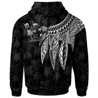 Fiji Zip up Hoodie Polynesian Wings (White) - Polynesian Pride