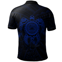 American Samoa Polynesian Custom Polo Shirt Vintage Polynesian Turtle (Blue) - Polynesian Pride
