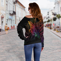 Tonga Women's Off Shoulder Sweater - Butterfly Polynesian Style - Polynesian Pride