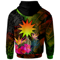Nauru Polynesian Zip up Hoodie Hibiscus and Banana Leaves - Polynesian Pride