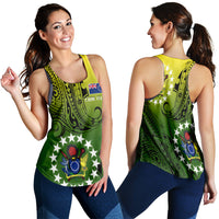 Cook Islands Patterns With Coat Of Arms Women's Tank - LT20 Black - Polynesian Pride