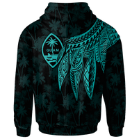 Guam Zip up Hoodie Polynesian Wings (TurQuoiSe) - Polynesian Pride