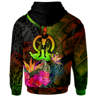 Vanuatu Polynesian Hoodie Hibiscus and Banana Leaves - Polynesian Pride