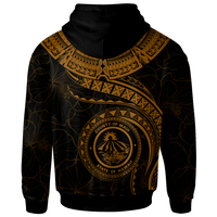 Polynesian Hawaii Custom Zip up Hoodie Maui Polynesian Waves (Golden) - Polynesian Pride