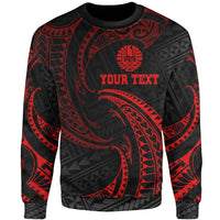 Tahiti Polynesian Custom Personalised Sweater - Red Tribal Wave Unisex Red - Polynesian Pride