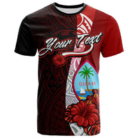 Guam Polynesian Custom T Shirt Coat of Arm With Hibiscus Unisex Red - Polynesian Pride