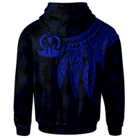 Vanuatu Custom Zip up Hoodie Polynesian Wings (Blue) - Polynesian Pride
