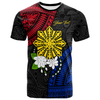 Custom Philippines Sampaguita Filipino Sun T Shirt LT12 Unisex Black - Polynesian Pride
