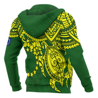 Cook Islands Polynesian Zip up Hoodie Polynesian Turtle - Polynesian Pride